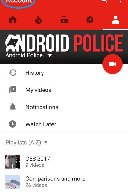 Account tab