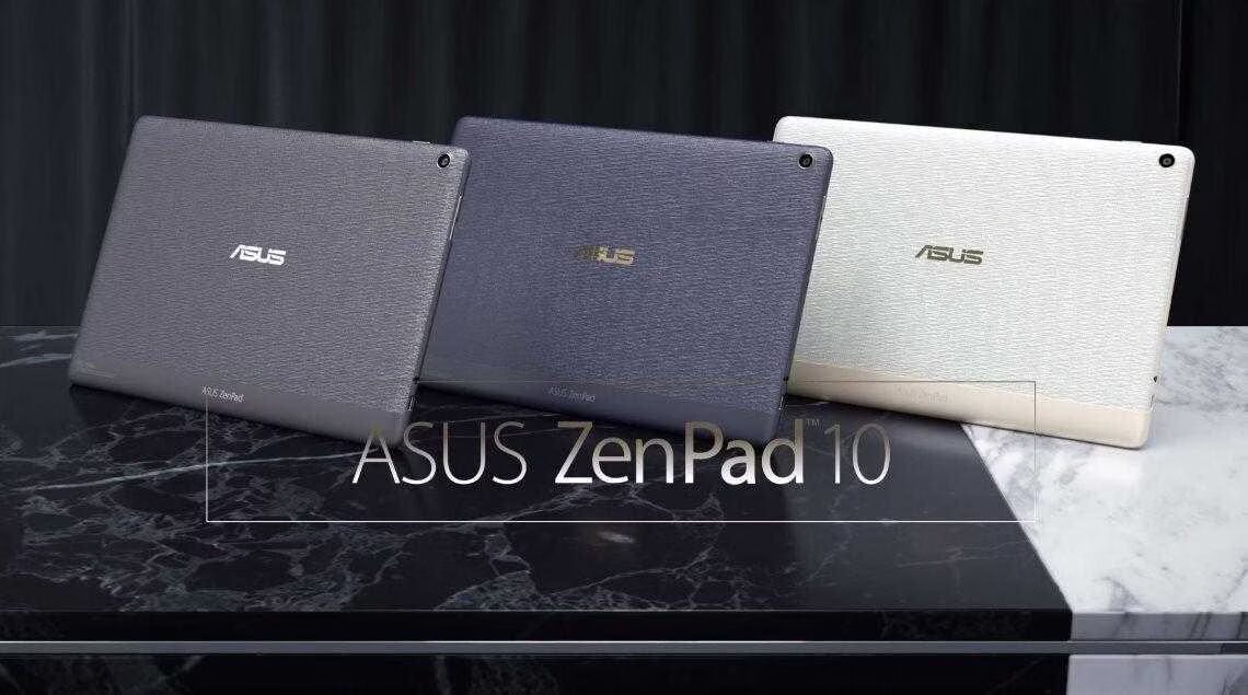 Три планшета ASUS ZenPad 10 на черной поверхности