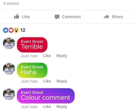 Обсуждение комментариев с цветным фоном на Facebook