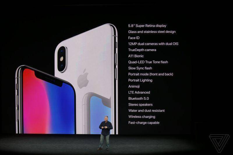 Презентация iPhone X с крупным планом дисплея и камер