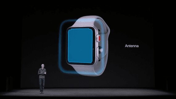 Изображение умных часов Apple Watch с антеннами и дисплеем с противоположной стороны