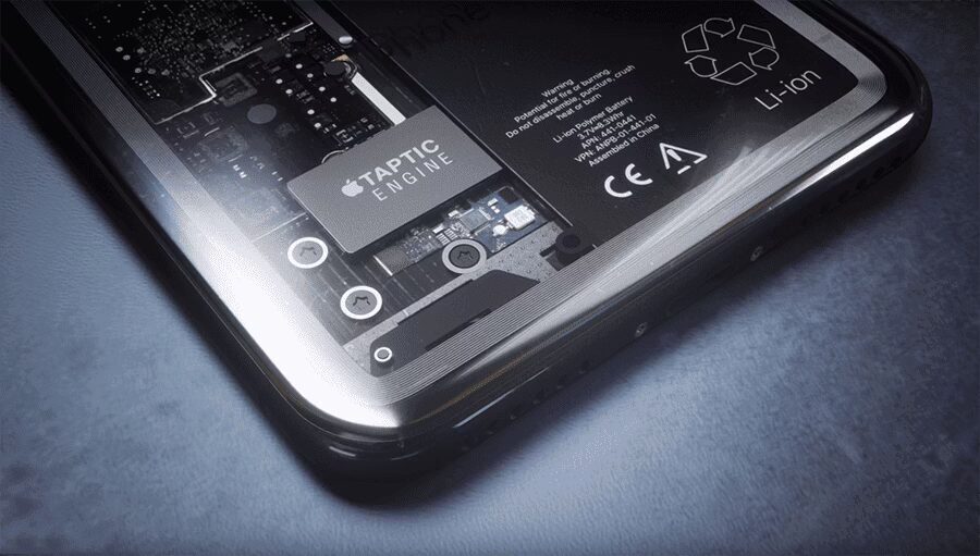 Внутренний компонент iPhone 8 с маркировкой Taptic Engine
