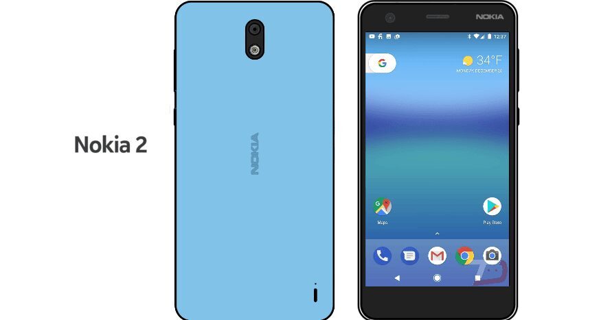 Задняя панель Nokia 2 с камерой и логотипом