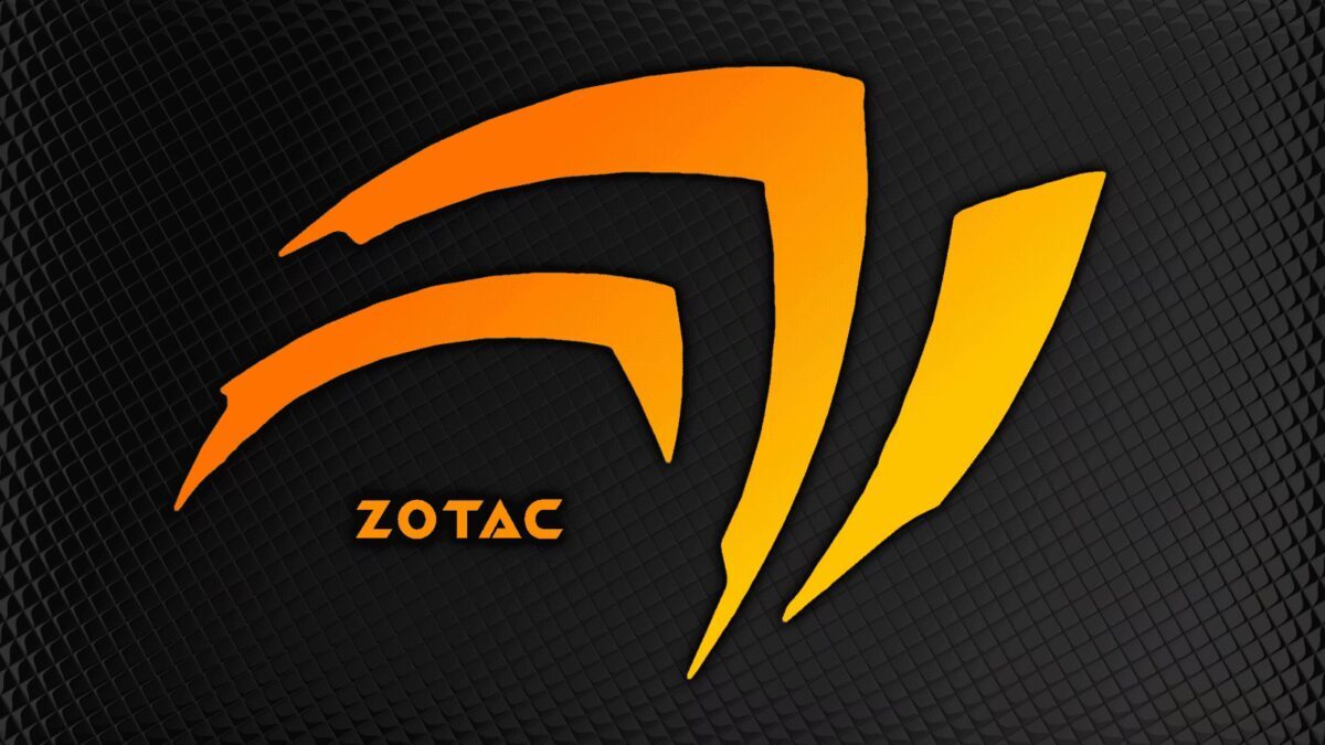 Логотип Zotac на черном фоне с оранжевыми элементами