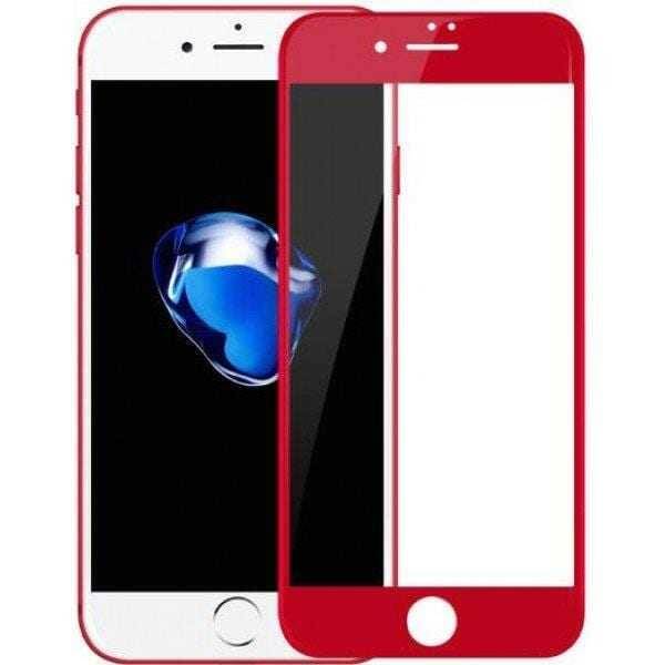 Красный и белый iPhone 8 с защитным стеклом и дисплеем