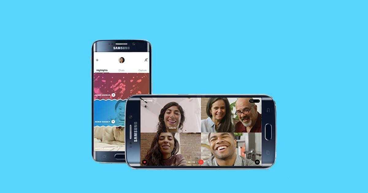Смартфоны Samsung Galaxy с приложением Skype на экране