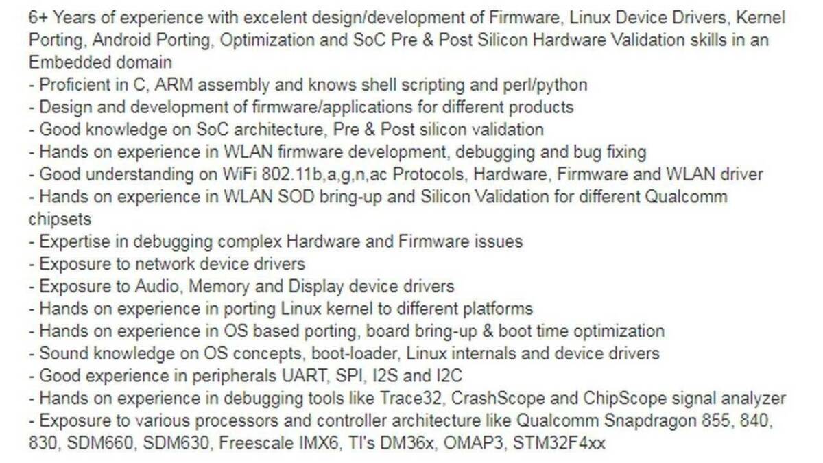Qualcomm Snapdragon 845 покажут в декабре 3 Обзор опыта работы в области разработки прошивки Wi-Fi и WLAN для Qualcomm Snapdragon 845