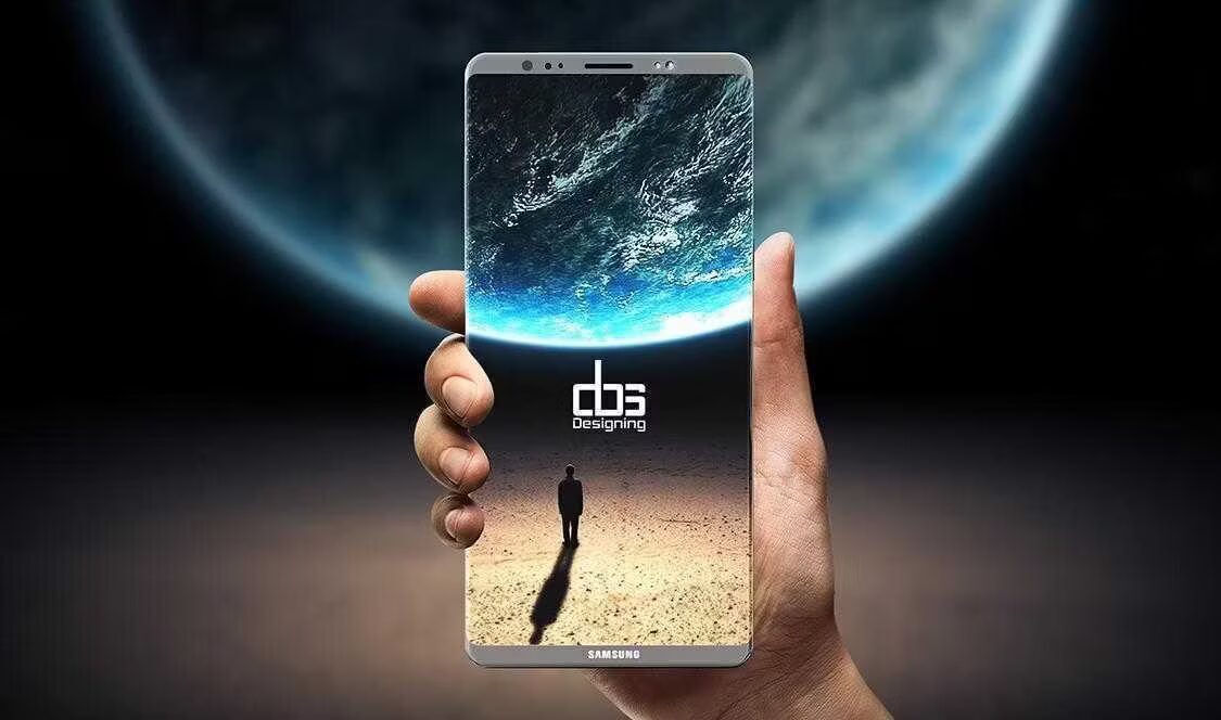 Смартфон Samsung Galaxy Note 9 на фоне космоса