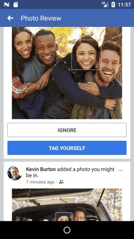 Facebook распознает ваше лицо на фото, даже если вас не отмечали 7 Экран смартфона с интерфейсом Facebook распознавания лиц в фото