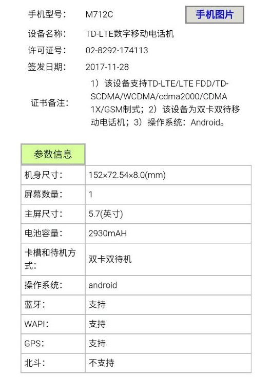 Meizu M6s прошёл сертификацию в TENAA 3 Технические характеристики телефона Meizu M6s на изображении