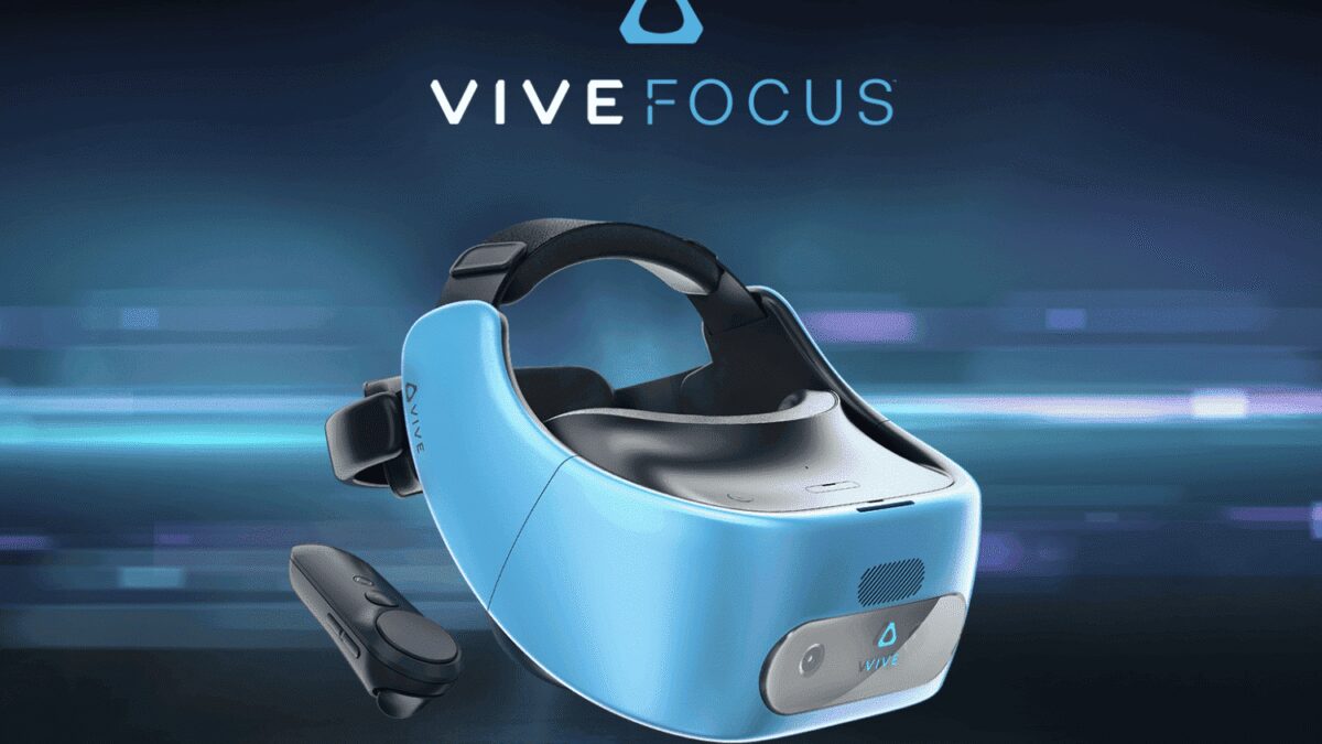Виртуальный шлем Vive Focus с пультом управления сбоку