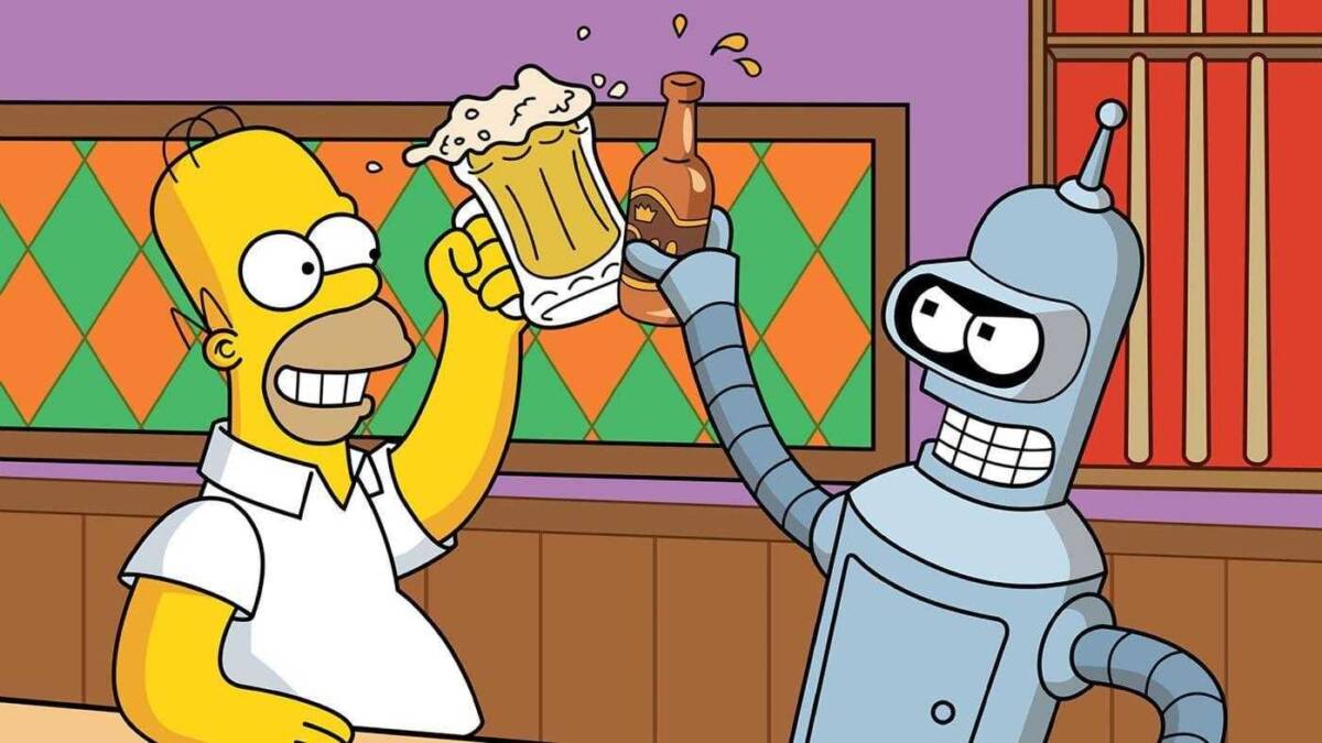 В Carlsberg варить пиво будет искусственный интеллект 3 Гомер и робот поднимают бокалы в баре с пивом