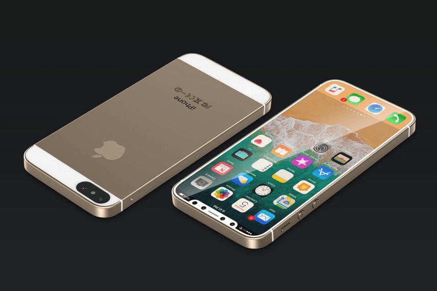 Задняя панель iPhone X с двойной камерой и логотипом Apple