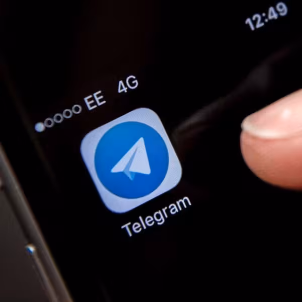 london england may 25 a close up view of the telegram messaging app is seen on a smart phone on