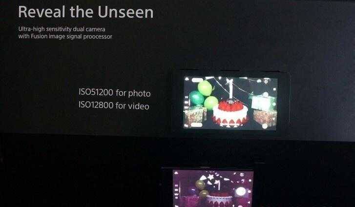 Экран с изображением камерного модуля Sony с ISO 51200