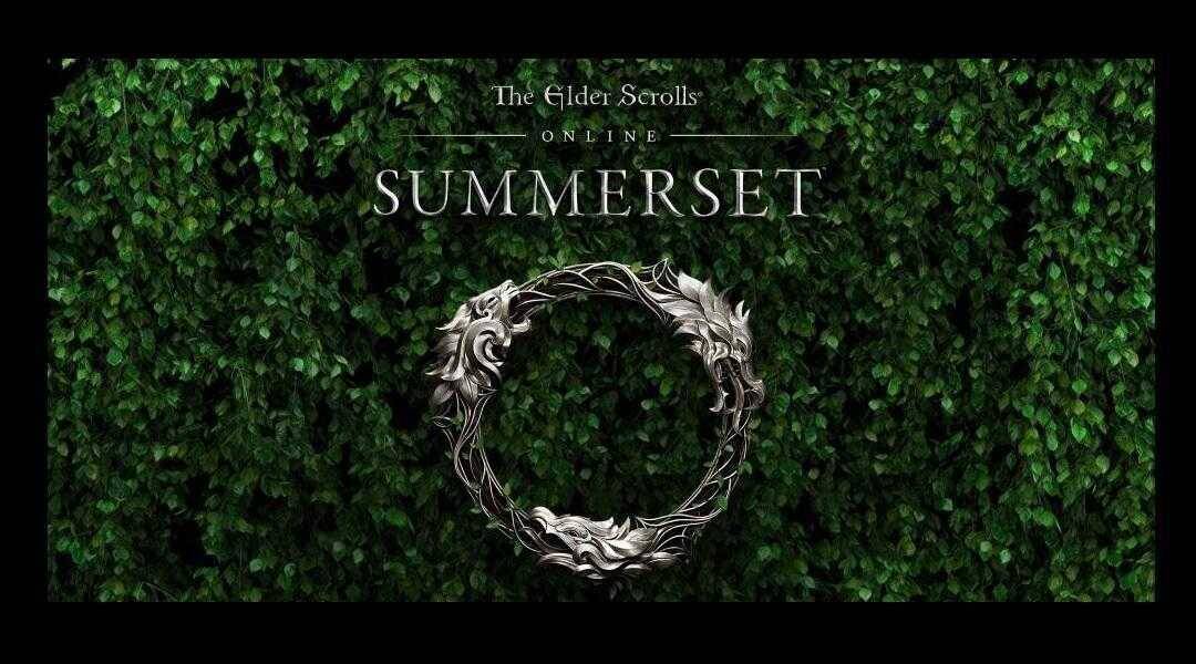 Три дня бесплатной игры в The Elder Scrolls Online 3 Заставка для онлайн игры The Elder Scrolls Summerset с зелеными листьями и серебряным гербом круговой орнамент