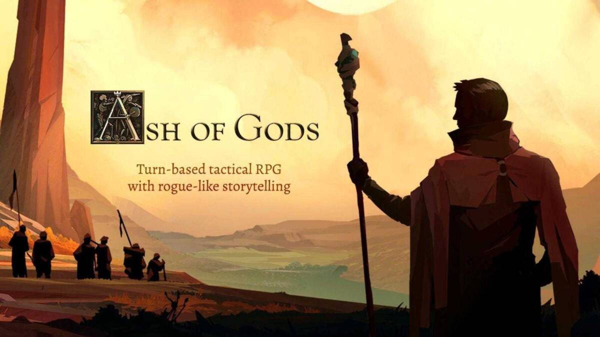 Иллюстрация к игре Ash of Gods с силуэтом персонажа на фоне пейзажа