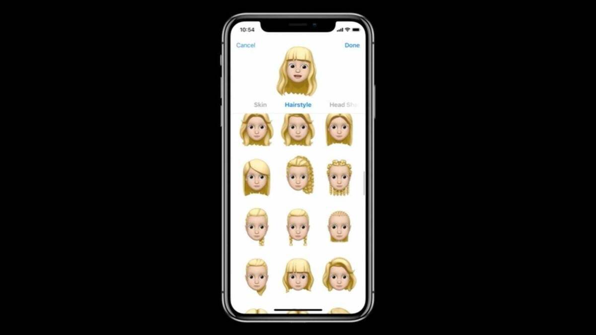 Экран iPhone с настройками аватара мемодзи для iOS 12