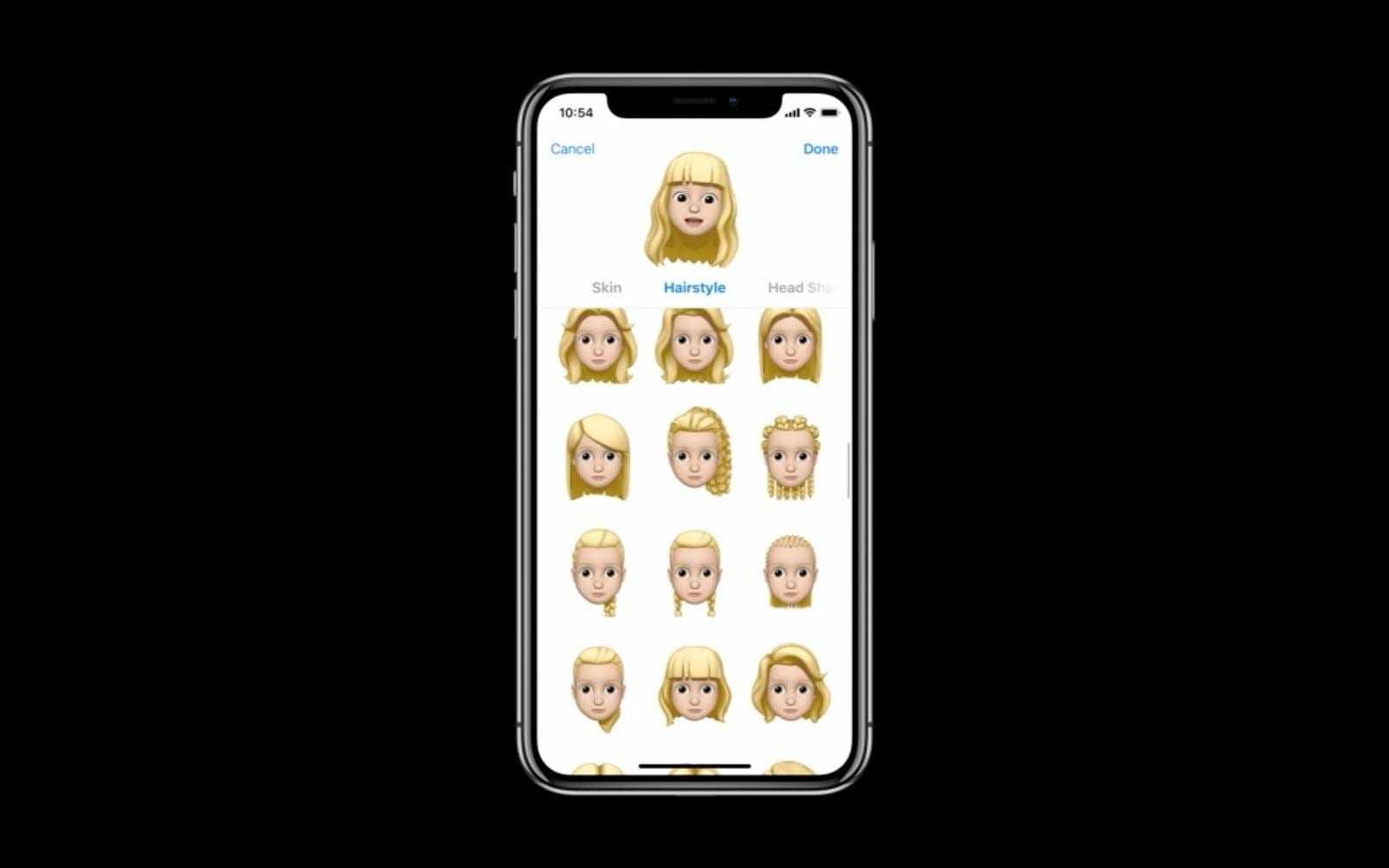 WWDC 2018. Apple представила новую быструю iOS 12. Все изменения 11 Экран iPhone с настройками аватара мемодзи для iOS 12