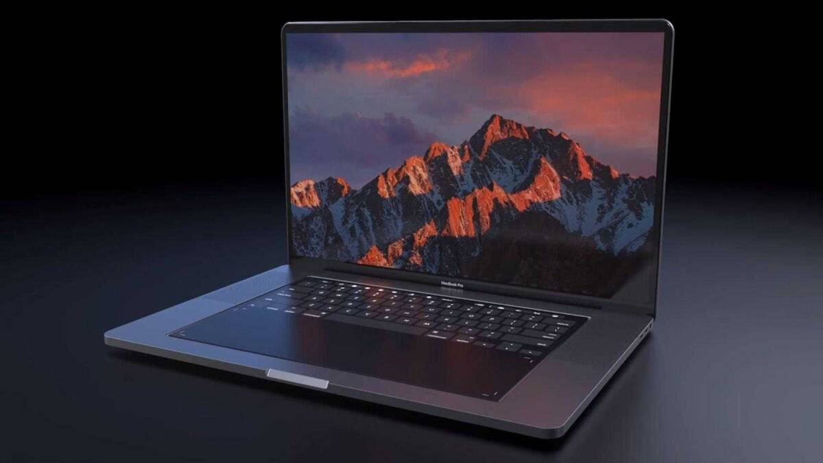 ТОП-9 крутых фишек Apple MacBook Pro 2018 10 Ноутбук MacBook Pro с открытым экраном и отображением горных пиков