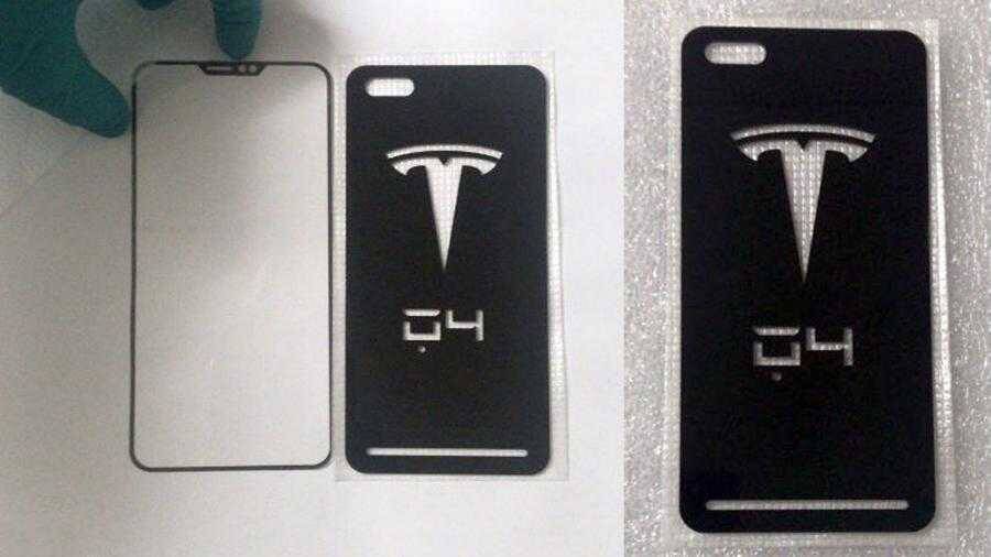 Задняя панель смартфона Tesla Илона Маска с логотипом и дисплеем