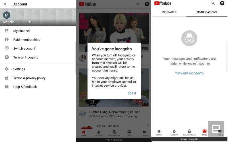 youtube incognito insert