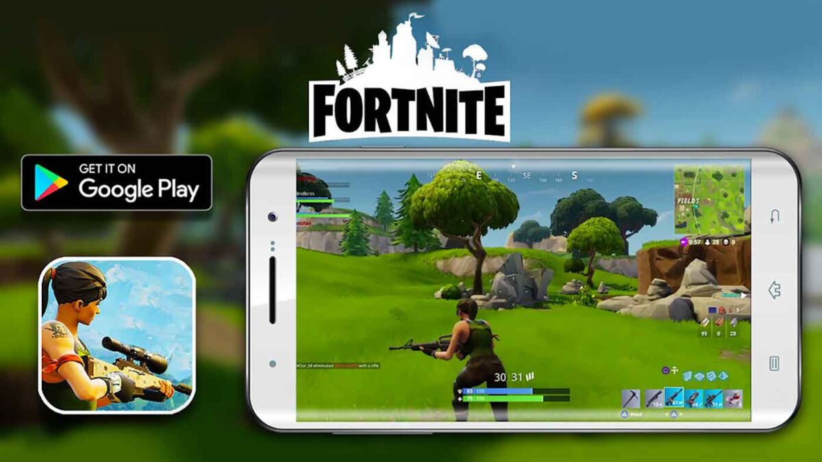 Смартфон Samsung Galaxy отображает игровой интерфейс Fortnite на экране