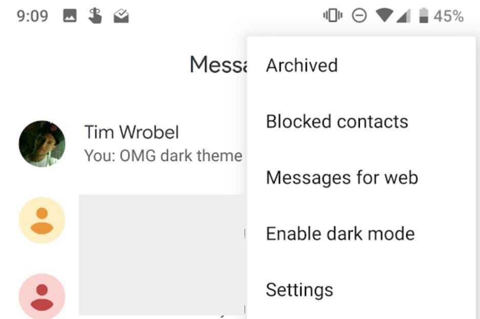 android messages dark mode 1