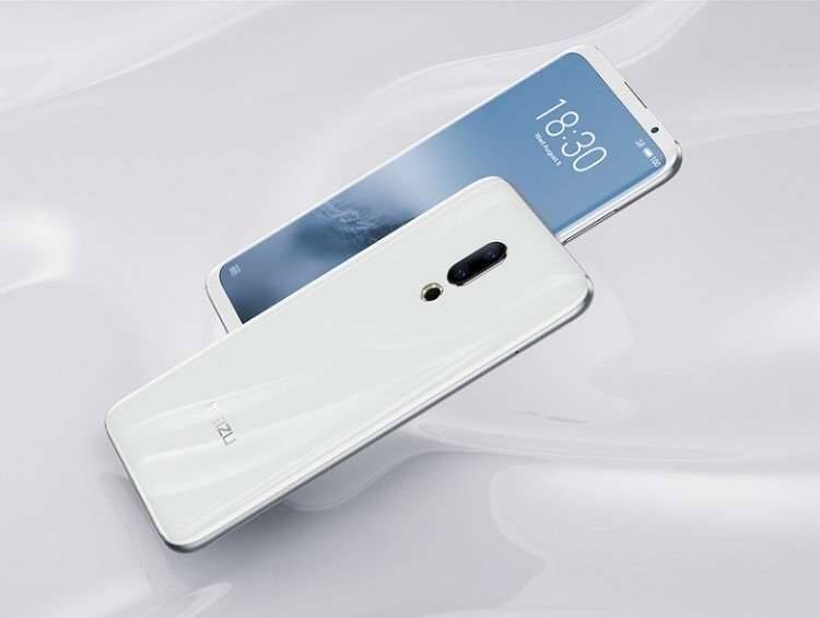 Смартфон Meizu 16X спереди и сзади, белый цвет