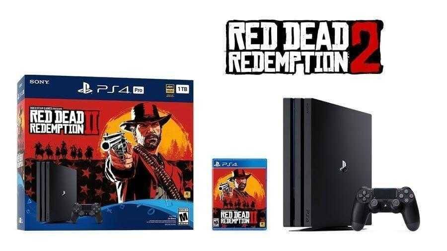 Игровая консоль PlayStation 4 Pro с контроллером и игрой Red Dead Redemption 2