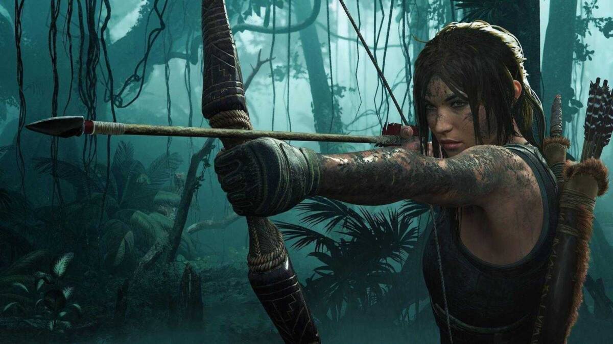 Обнаженная игровая героиня с луком в джунглях для Shadow of the Tomb Raider