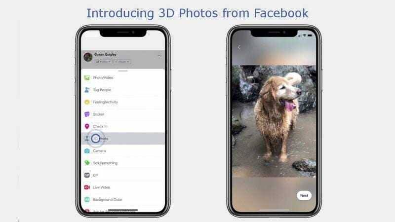 Экран смартфона iPhone с настройкой 3D фотографий Facebook*