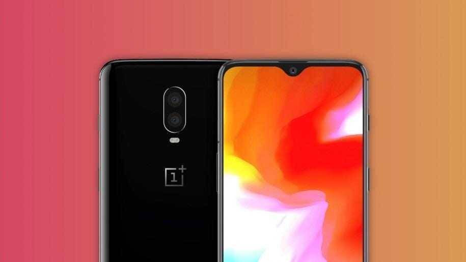 Смартфон OnePlus 6T сзади и спереди на фоне