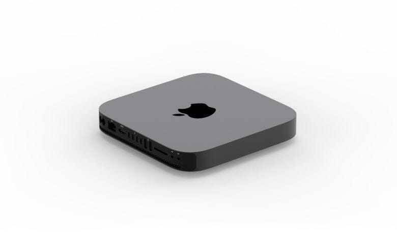 Apple Special Event: обновлённый Mac Mini 2018 4 Компактный черный компьютер Apple с логотипом на крышке