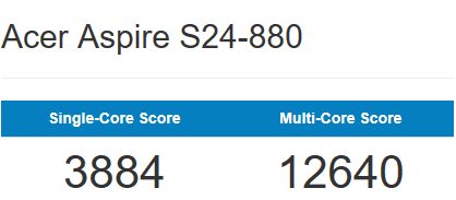 Результаты тестирования Acer Aspire S24-880 в бенчмарке GeekBench Тестирование производительности ультратонкого моноблока Acer Aspire S24-880 с результатами для однопоточной и многопоточной работы