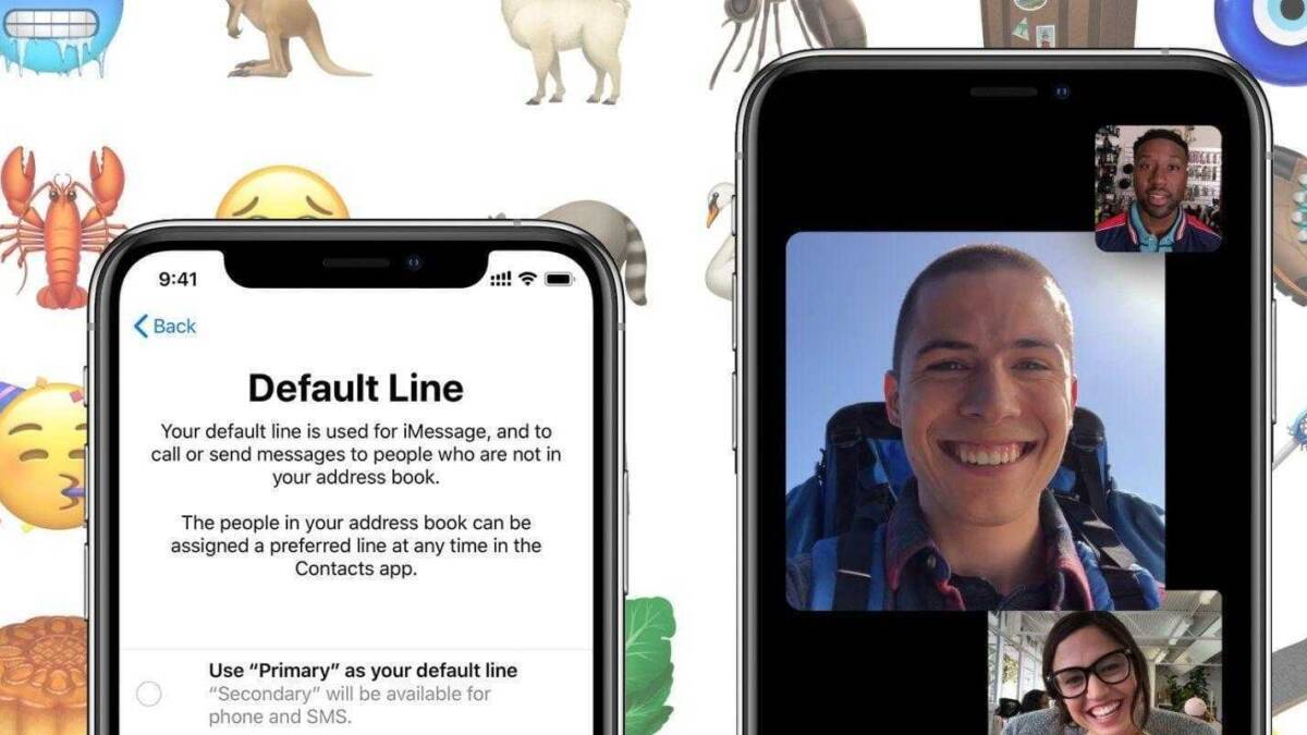 Скриншот настроек iPhone с выбором дефолтной линии для iMessage и звонков