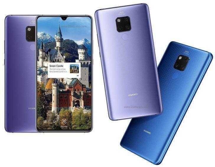 Huawei представил премиальные смартфоны Mate20 10 На изображении смартфоны Huawei Mate20 в разных цветах спереди и сзади