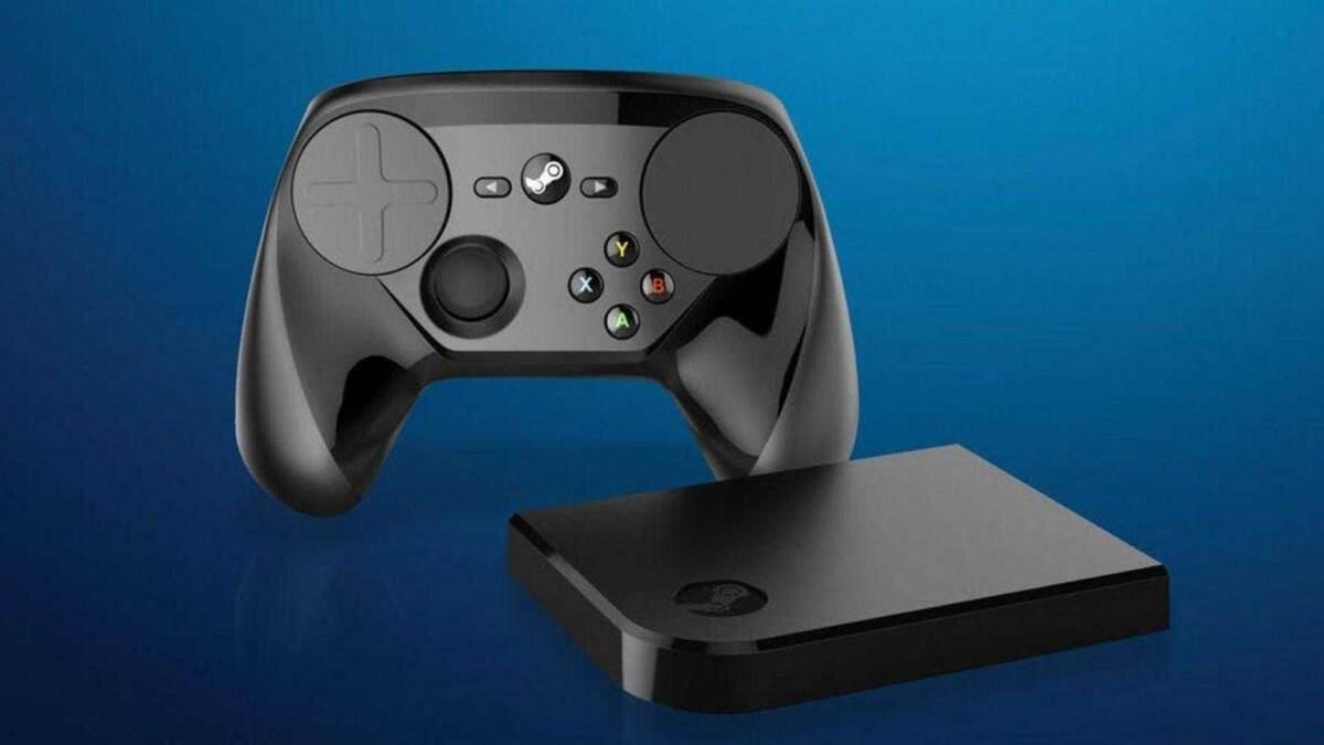 Игровая консоль Steam Deck с геймпадом и основанием