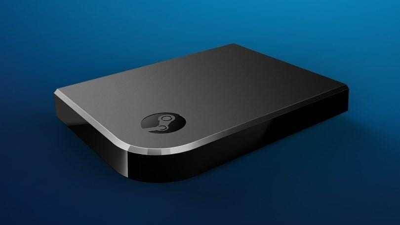 Черная приставка Steam Link с округлой кнопкой сверху