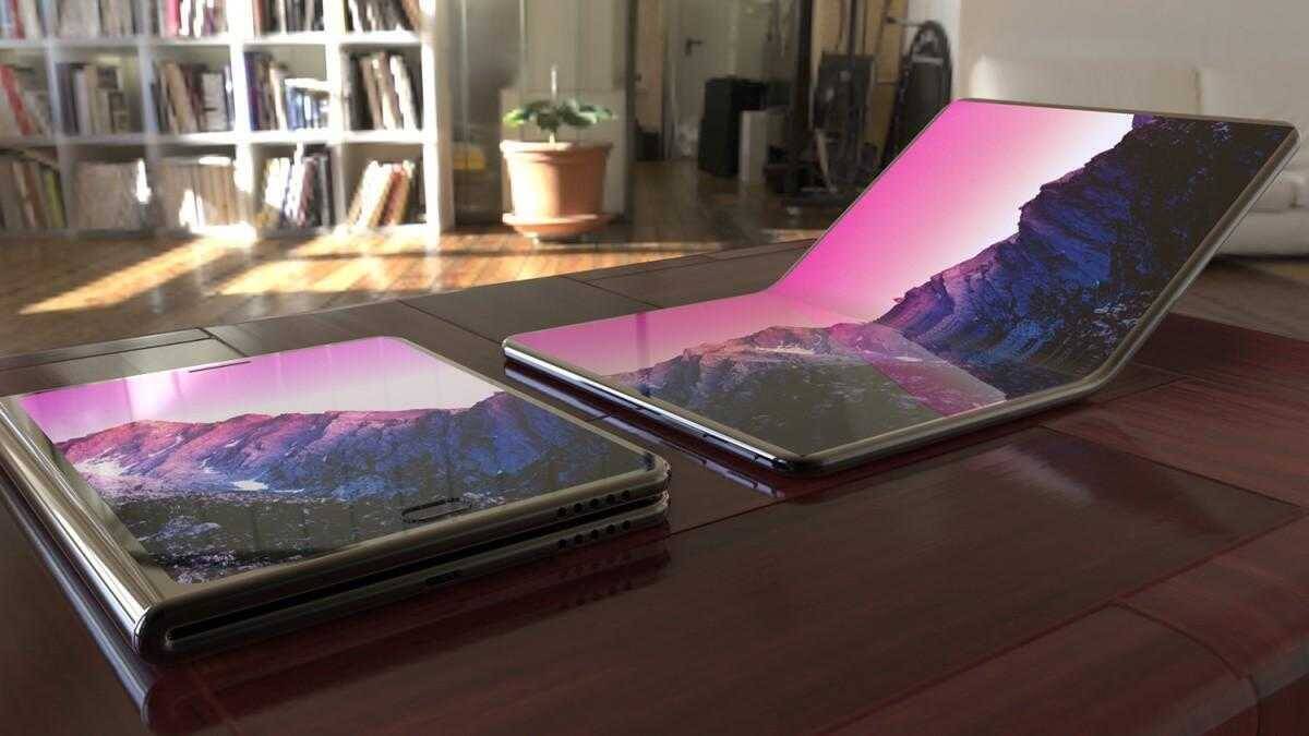 Две складные смартфоны с развернутым дисплеем Samsung Galaxy Z Fold