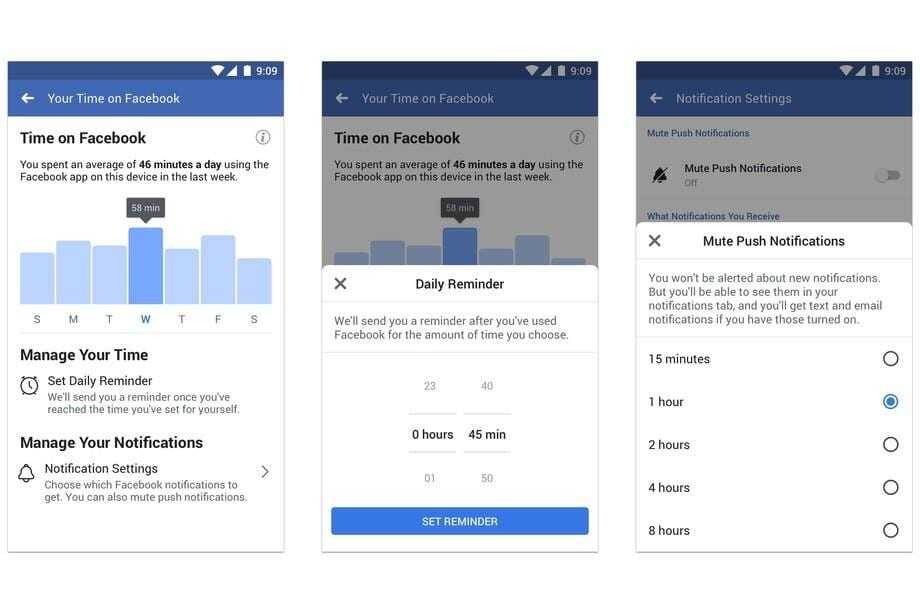 Настройки уведомлений в приложении Facebook* на смартфоне