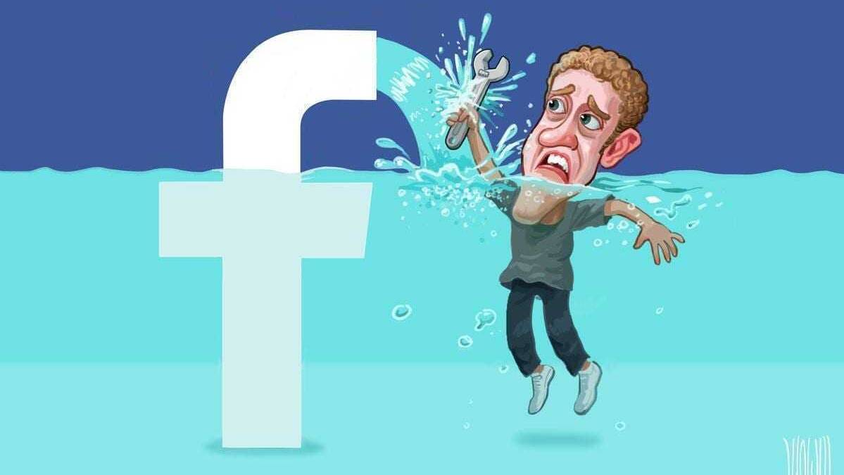 Facebook слил разработчикам 6,8 млн. личных фотографий пользователей 3 Иллюстрация человек в воде с Facebook* логотипом
