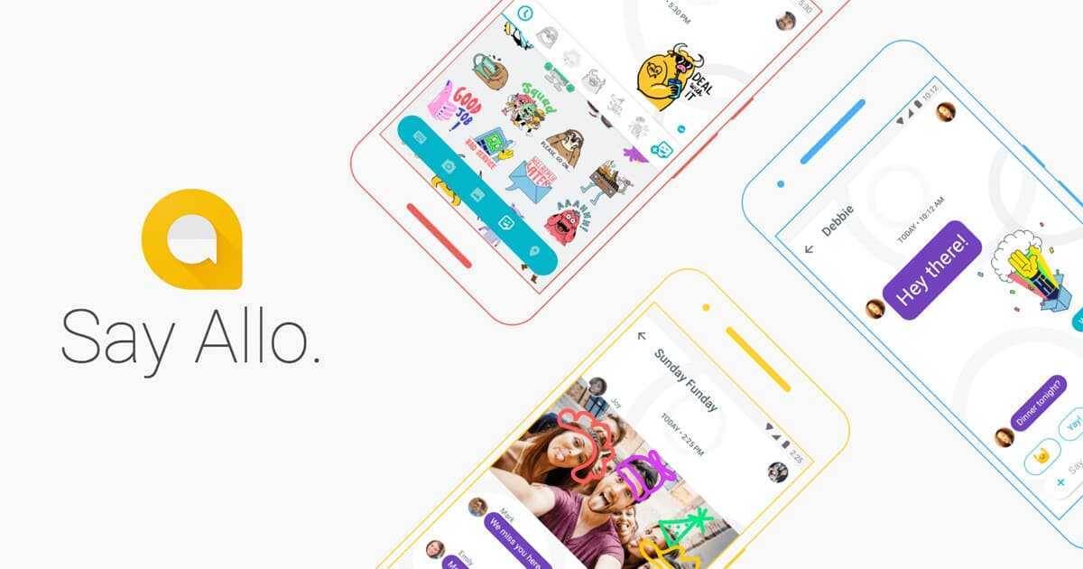 Экран смартфона с интерфейсом Google Allo и чатами