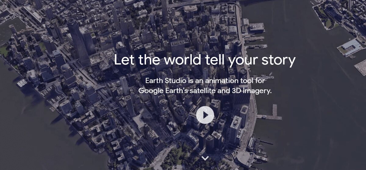 Анимационный интерфейс Earth Studio с изображением Нью-Йорка