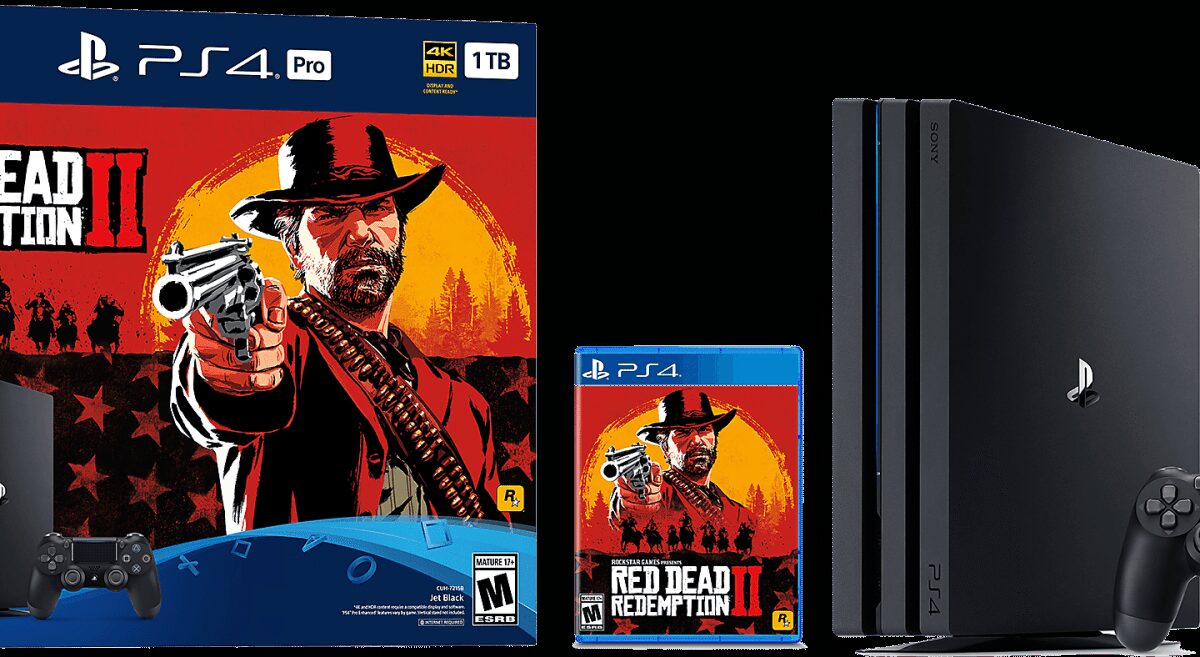 Игровая консоль PS4 Pro с контроллером и игрой Red Dead Redemption II