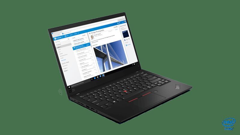 Ноутбук Lenovo ThinkPad X1 Carbon с открытым экраном и клавиатурой