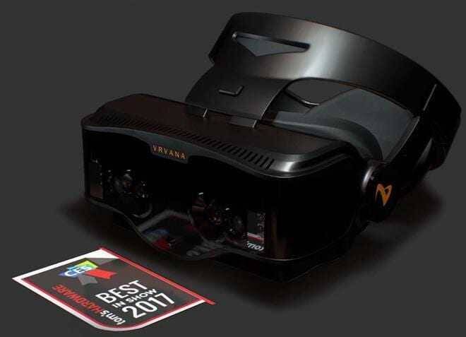 VR-шлем VRVANA с дисплеем и датчиками в темной обстановке