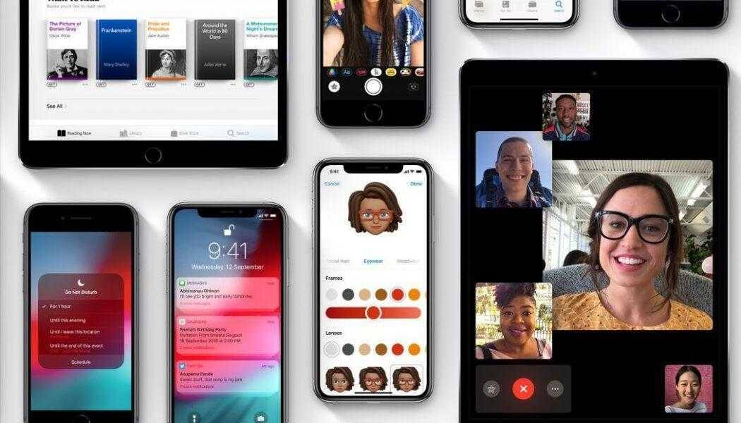 Множество устройств Apple с разными интерфейсами и приложениями