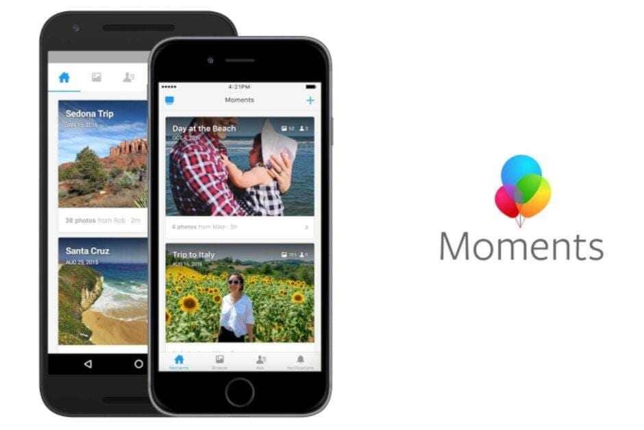 Международные смартфоны с приложением Moments на экране