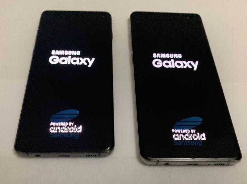 Утекли новые фотографии Samsung Galaxy S10 и S10+ 6 Два смартфона Samsung Galaxy включены с загруженным логотипом